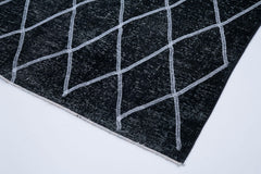 Geometric Carpet Siyah Geometrik Pamuk Yün El Dokuma Halısı 145x388 Agacan