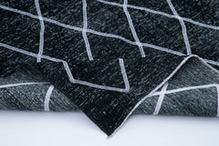Geometric Carpet Siyah Geometrik Pamuk Yün El Dokuma Halısı 145x388 Agacan
