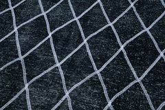 Geometric Carpet Siyah Geometrik Pamuk Yün El Dokuma Halısı 145x388 Agacan