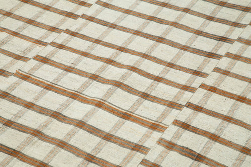 Striped Kilim Bej Çizgili Pamuk Yün El Dokuma Halısı 170x278 Agacan