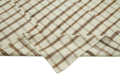 Striped Kilim Bej Çizgili Pamuk Yün El Dokuma Halısı 170x278 Agacan