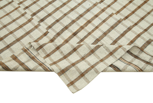 Striped Kilim Bej Çizgili Pamuk Yün El Dokuma Halısı 170x278 Agacan