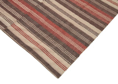 Striped Kilim Kahverengi Çizgili Pamuk Yün El Dokuma Halısı 202x315 Agacan