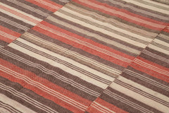 Striped Kilim Kahverengi Çizgili Pamuk Yün El Dokuma Halısı 202x315 Agacan