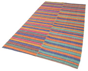 Striped Kilim Beyaz Çizgili Pamuk Yün El Dokuma Halısı 142x260 Agacan