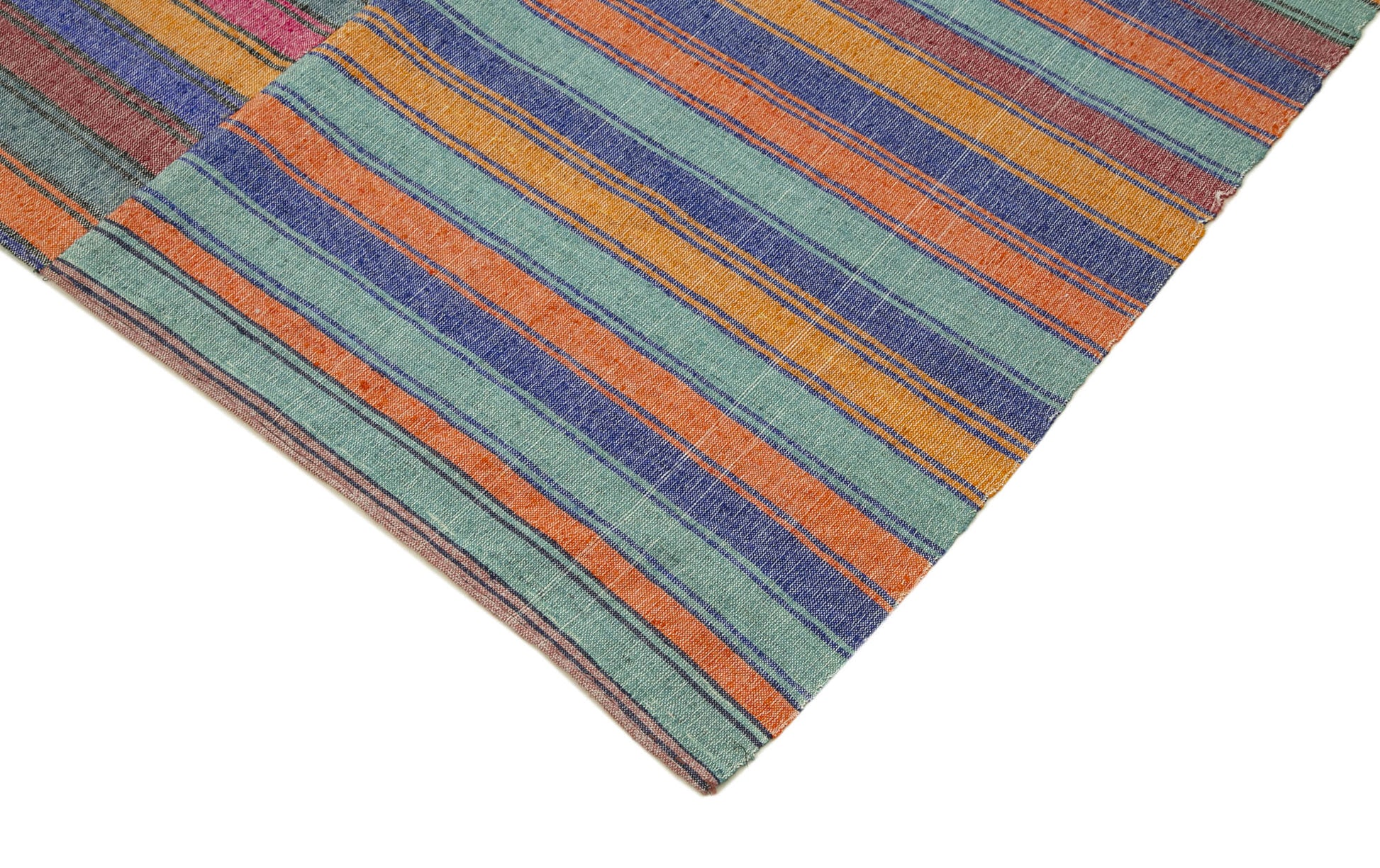 Striped Kilim Beyaz Çizgili Pamuk Yün El Dokuma Halısı 142x260 Agacan
