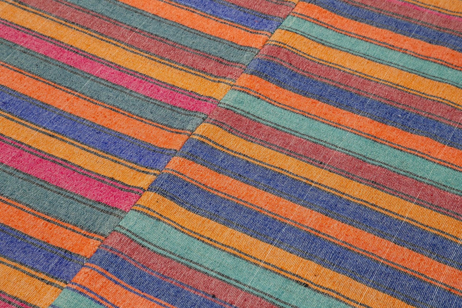Striped Kilim Beyaz Çizgili Pamuk Yün El Dokuma Halısı 142x260 Agacan