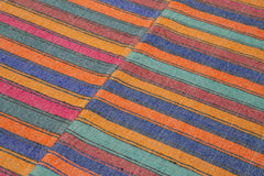 Striped Kilim Beyaz Çizgili Pamuk Yün El Dokuma Halısı 142x260 Agacan