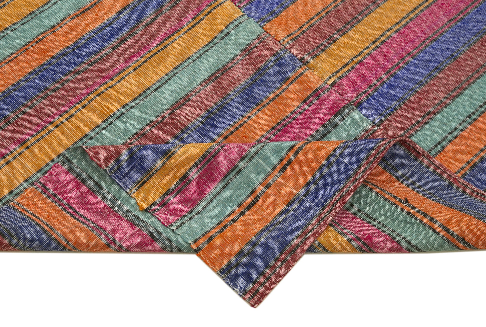 Striped Kilim Beyaz Çizgili Pamuk Yün El Dokuma Halısı 142x260 Agacan