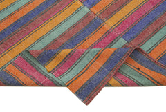 Striped Kilim Beyaz Çizgili Pamuk Yün El Dokuma Halısı 142x260 Agacan