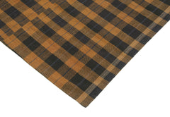 Striped Kilim Kahverengi Çizgili Pamuk Yün El Dokuma Halısı 190x285 Agacan