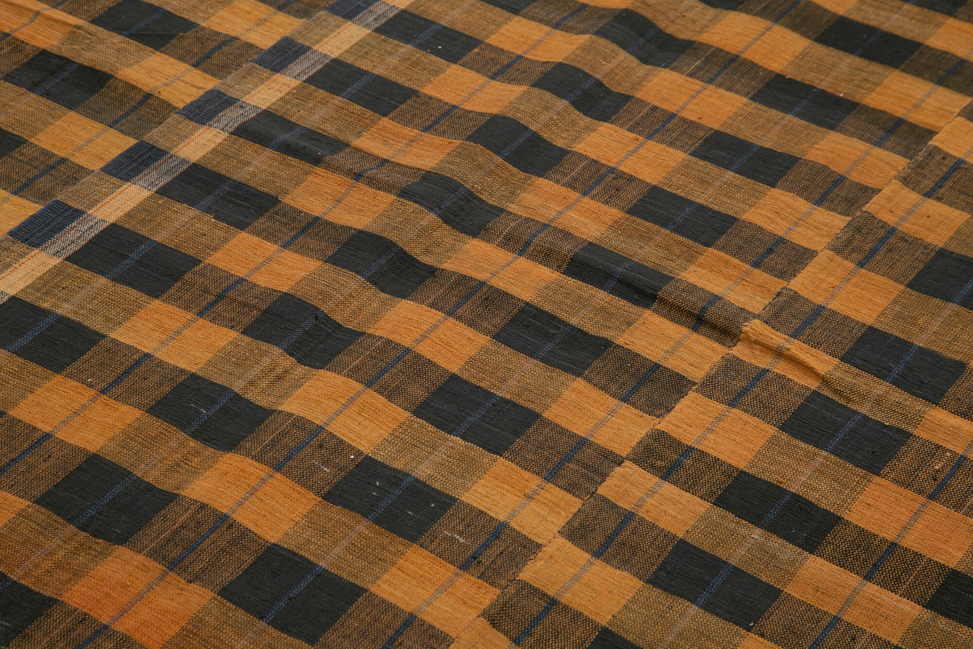 Striped Kilim Kahverengi Çizgili Pamuk Yün El Dokuma Halısı 190x285 Agacan