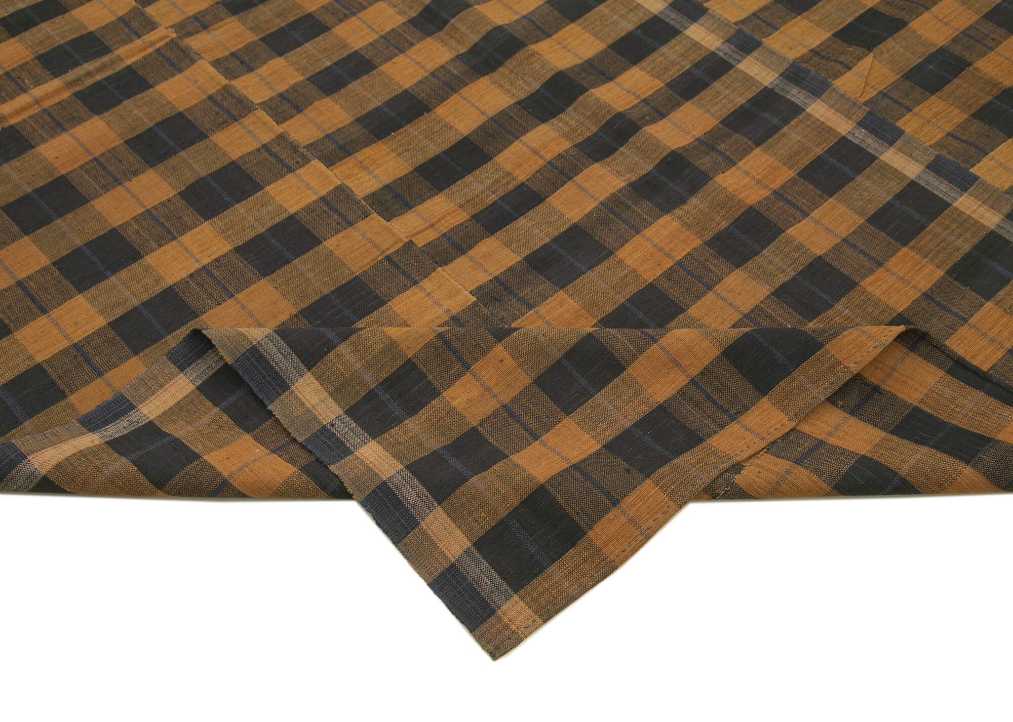 Striped Kilim Kahverengi Çizgili Pamuk Yün El Dokuma Halısı 190x285 Agacan