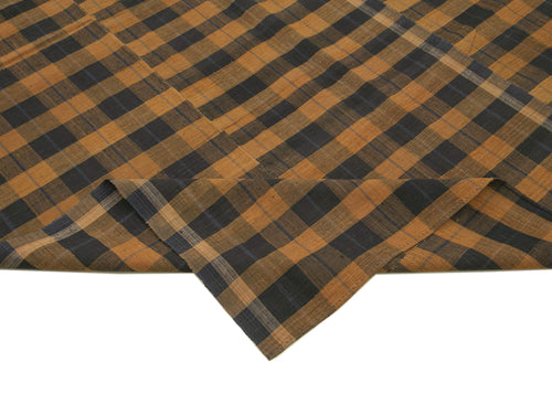 Striped Kilim Kahverengi Çizgili Pamuk Yün El Dokuma Halısı 190x285 Agacan