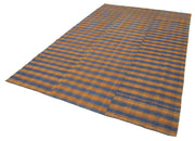 Striped Kilim Kahverengi Çizgili Pamuk Yün El Dokuma Halısı 191x303 Agacan