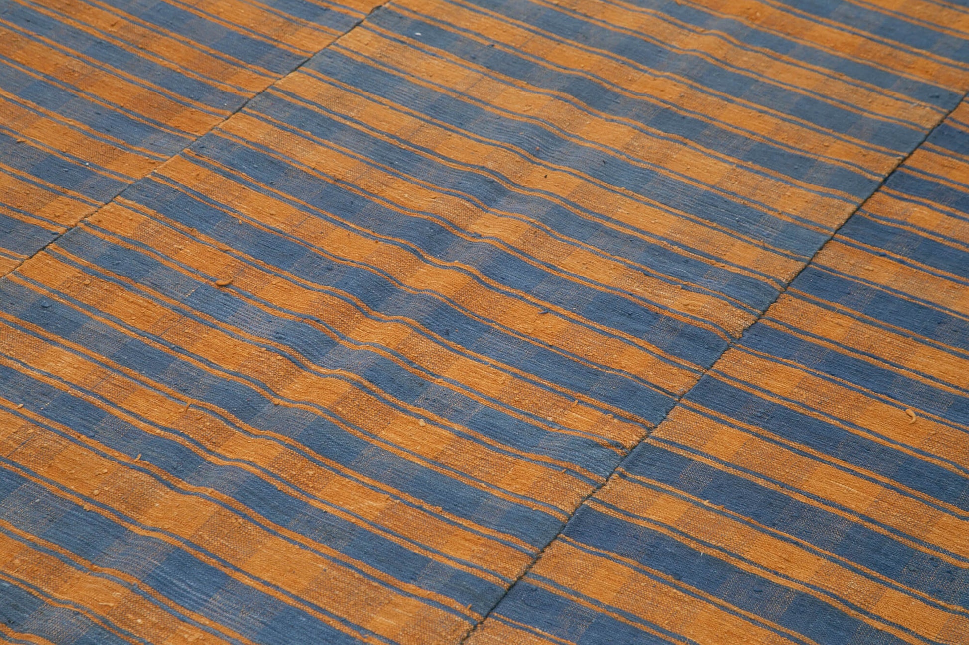 Striped Kilim Kahverengi Çizgili Pamuk Yün El Dokuma Halısı 191x303 Agacan