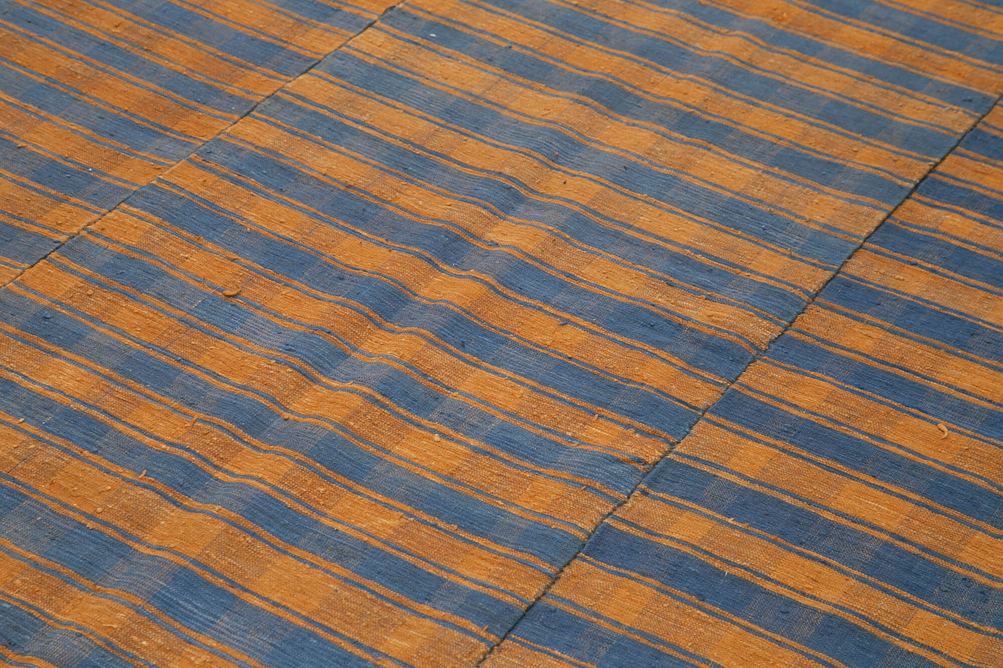 Striped Kilim Kahverengi Çizgili Pamuk Yün El Dokuma Halısı 191x303 Agacan