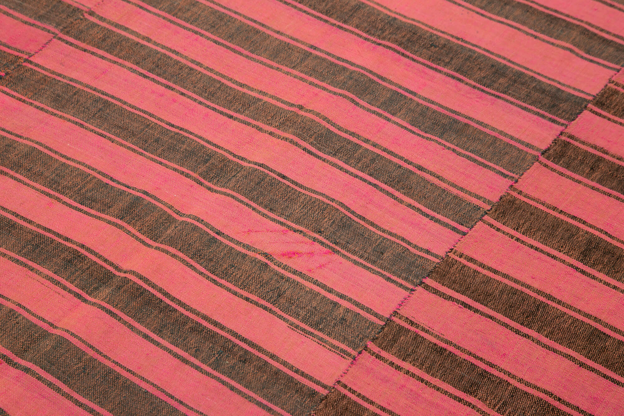 Striped Kilim Pembe Çizgili Pamuk Yün El Dokuma Halısı 192x266 Agacan