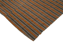 Striped Kilim Kahverengi Çizgili Pamuk Yün El Dokuma Halısı 202x304 Agacan