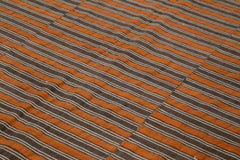 Striped Kilim Kahverengi Çizgili Pamuk Yün El Dokuma Halısı 202x304 Agacan
