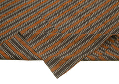 Striped Kilim Kahverengi Çizgili Pamuk Yün El Dokuma Halısı 202x304 Agacan