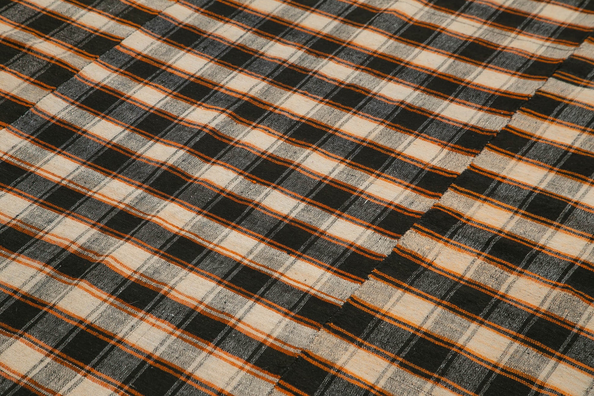 Striped Kilim Siyah Çizgili Pamuk Yün El Dokuma Halısı 198x277 Agacan