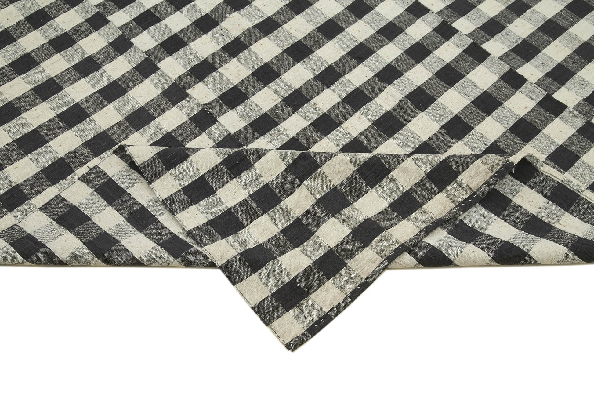 Striped Kilim Siyah Çizgili Pamuk Yün El Dokuma Halısı 168x293 Agacan
