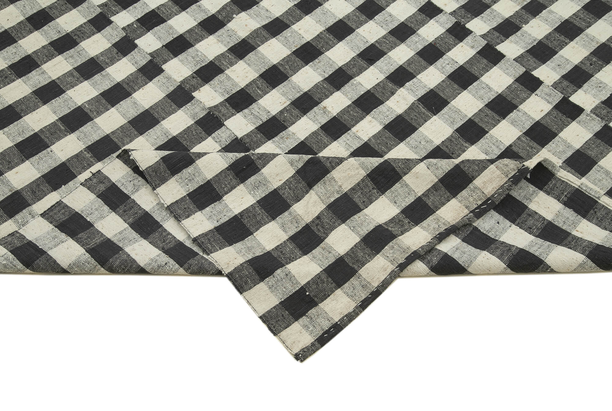 Striped Kilim Siyah Çizgili Pamuk Yün El Dokuma Halısı 168x293 Agacan