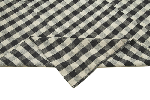 Striped Kilim Siyah Çizgili Pamuk Yün El Dokuma Halısı 168x293 Agacan