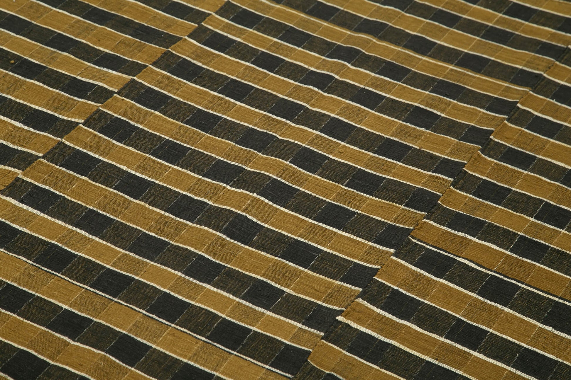 Striped Kilim Kahverengi Çizgili Pamuk Yün El Dokuma Halısı 163x272 Agacan