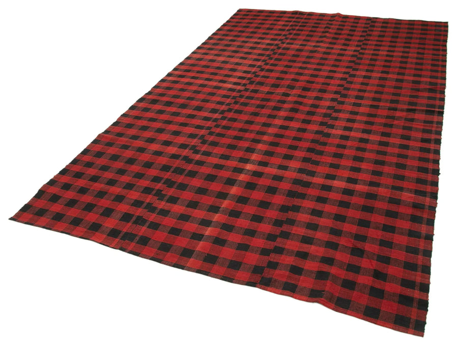 Striped Kilim Kırmızı Çizgili Pamuk Yün El Dokuma Halısı 175x292 Agacan