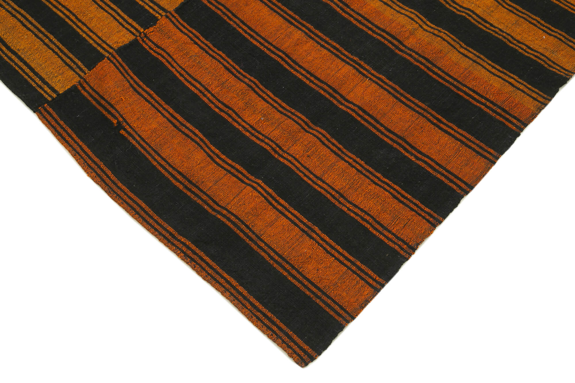 Striped Kilim Turuncu Çizgili Pamuk Yün El Dokuma Halısı 197x285 Agacan