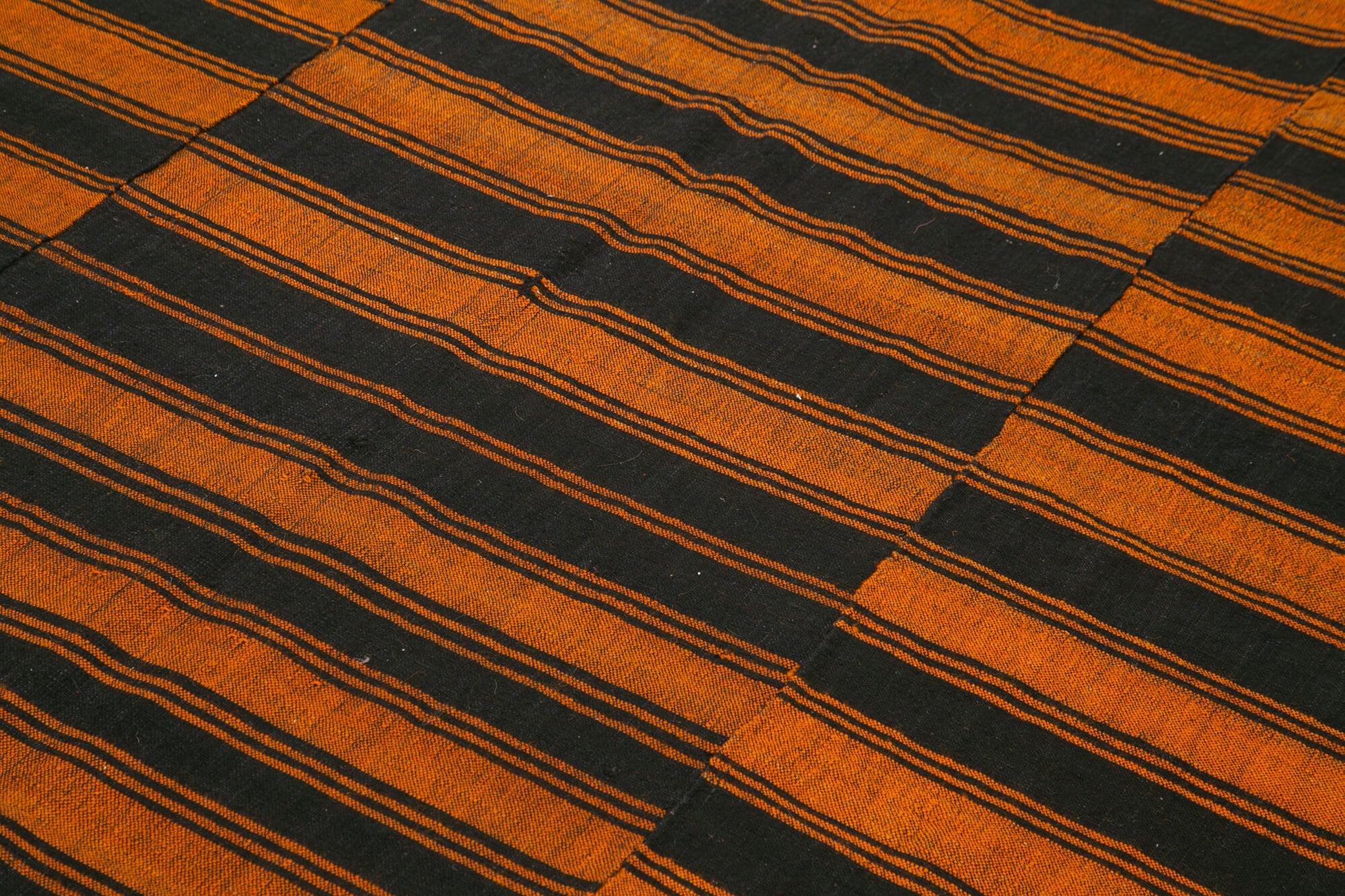 Striped Kilim Turuncu Çizgili Pamuk Yün El Dokuma Halısı 197x285 Agacan