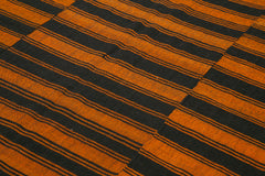 Striped Kilim Turuncu Çizgili Pamuk Yün El Dokuma Halısı 197x285 Agacan
