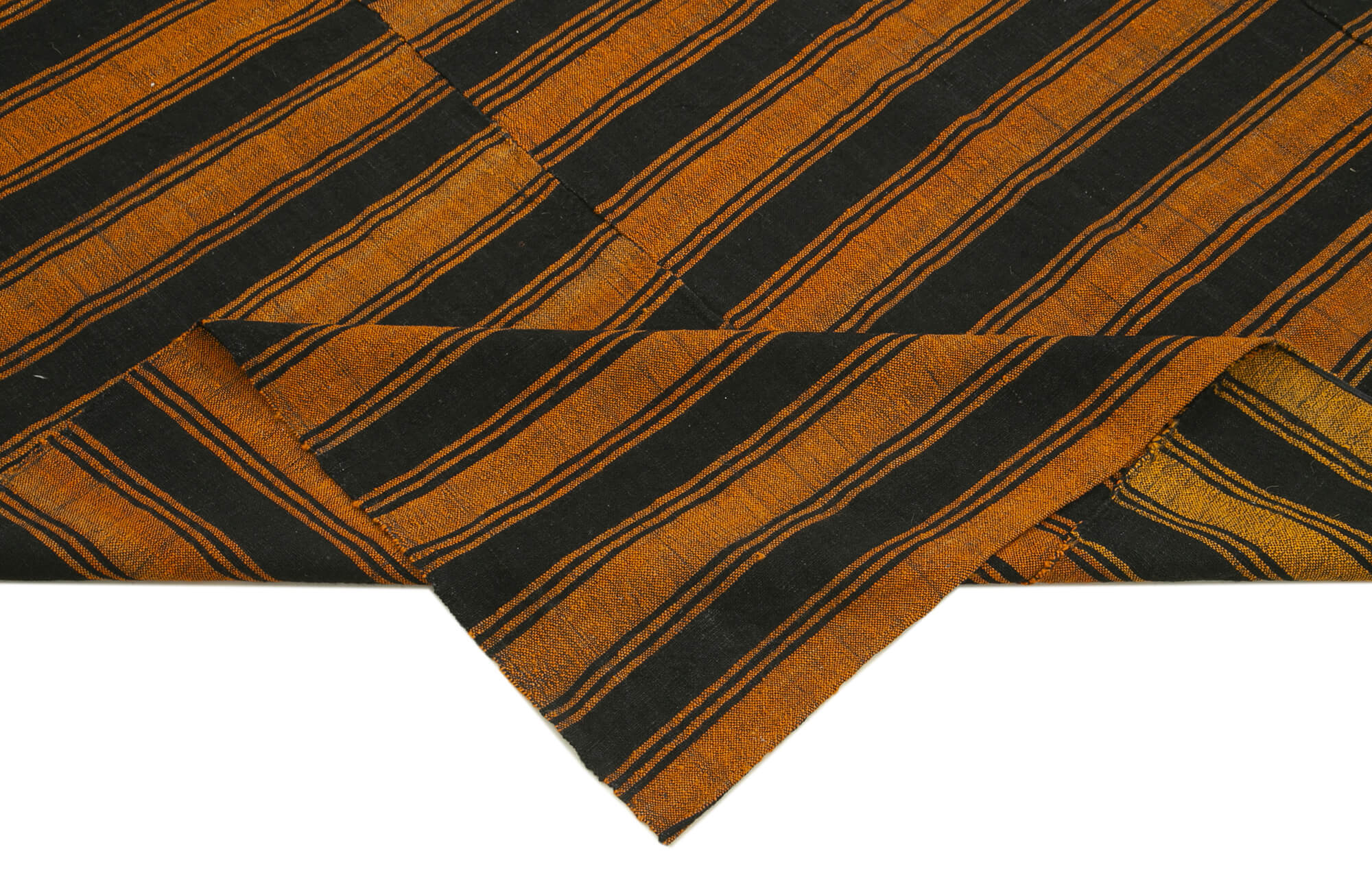 Striped Kilim Turuncu Çizgili Pamuk Yün El Dokuma Halısı 197x285 Agacan