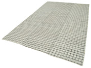 Striped Kilim Beyaz Çizgili Pamuk Yün El Dokuma Halısı 200x313 Agacan