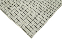 Striped Kilim Beyaz Çizgili Pamuk Yün El Dokuma Halısı 200x313 Agacan