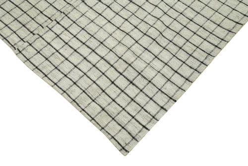 Striped Kilim Beyaz Çizgili Pamuk Yün El Dokuma Halısı 200x313 Agacan