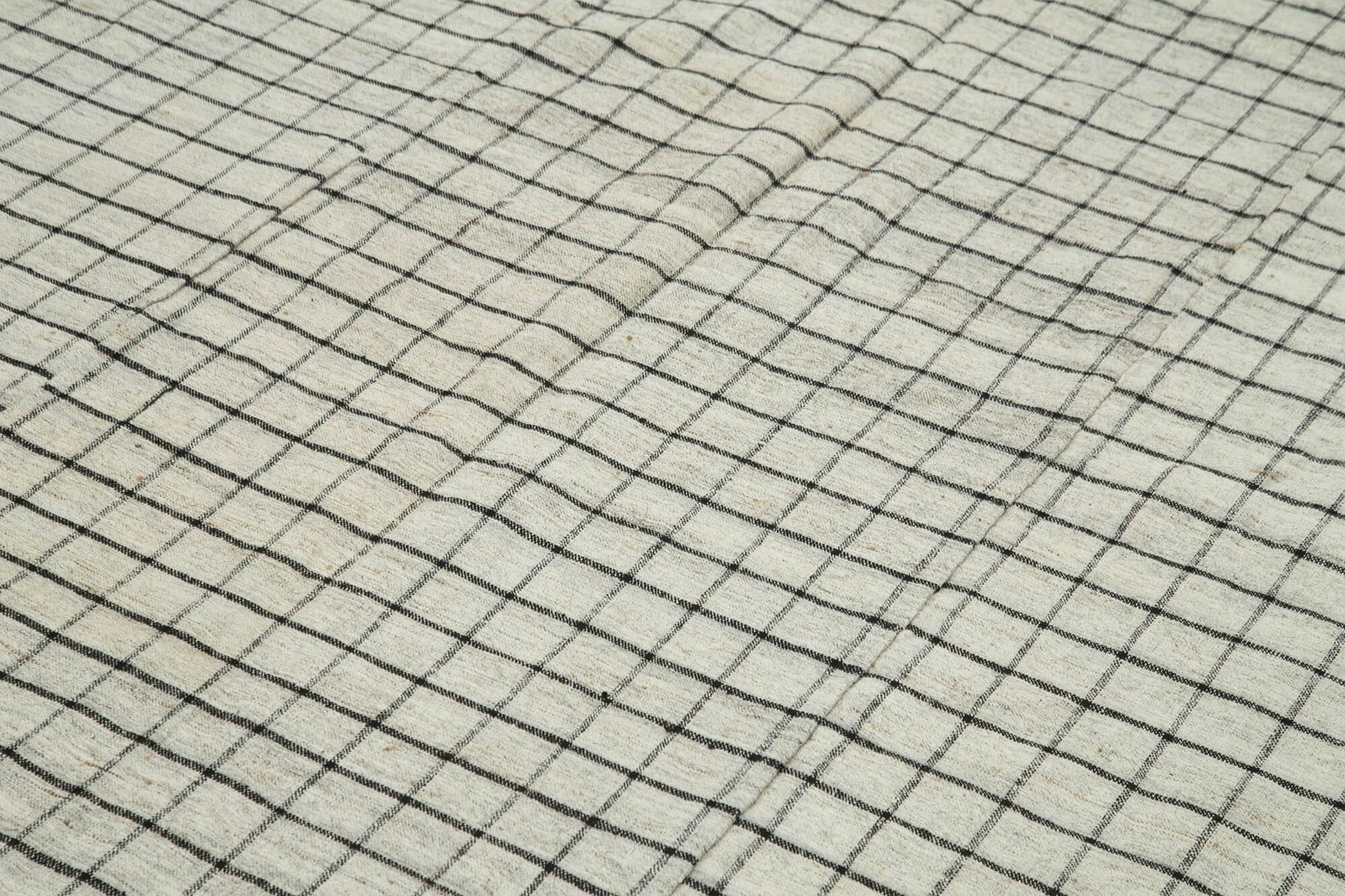 Striped Kilim Beyaz Çizgili Pamuk Yün El Dokuma Halısı 200x313 Agacan