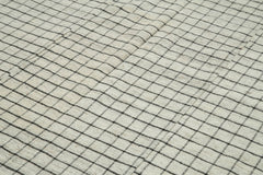 Striped Kilim Beyaz Çizgili Pamuk Yün El Dokuma Halısı 200x313 Agacan