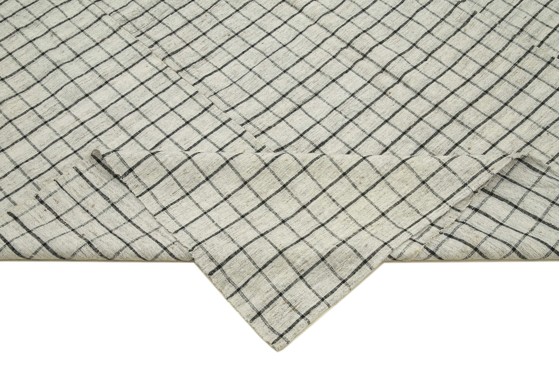 Striped Kilim Beyaz Çizgili Pamuk Yün El Dokuma Halısı 200x313 Agacan