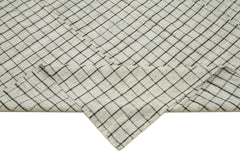 Striped Kilim Beyaz Çizgili Pamuk Yün El Dokuma Halısı 200x313 Agacan