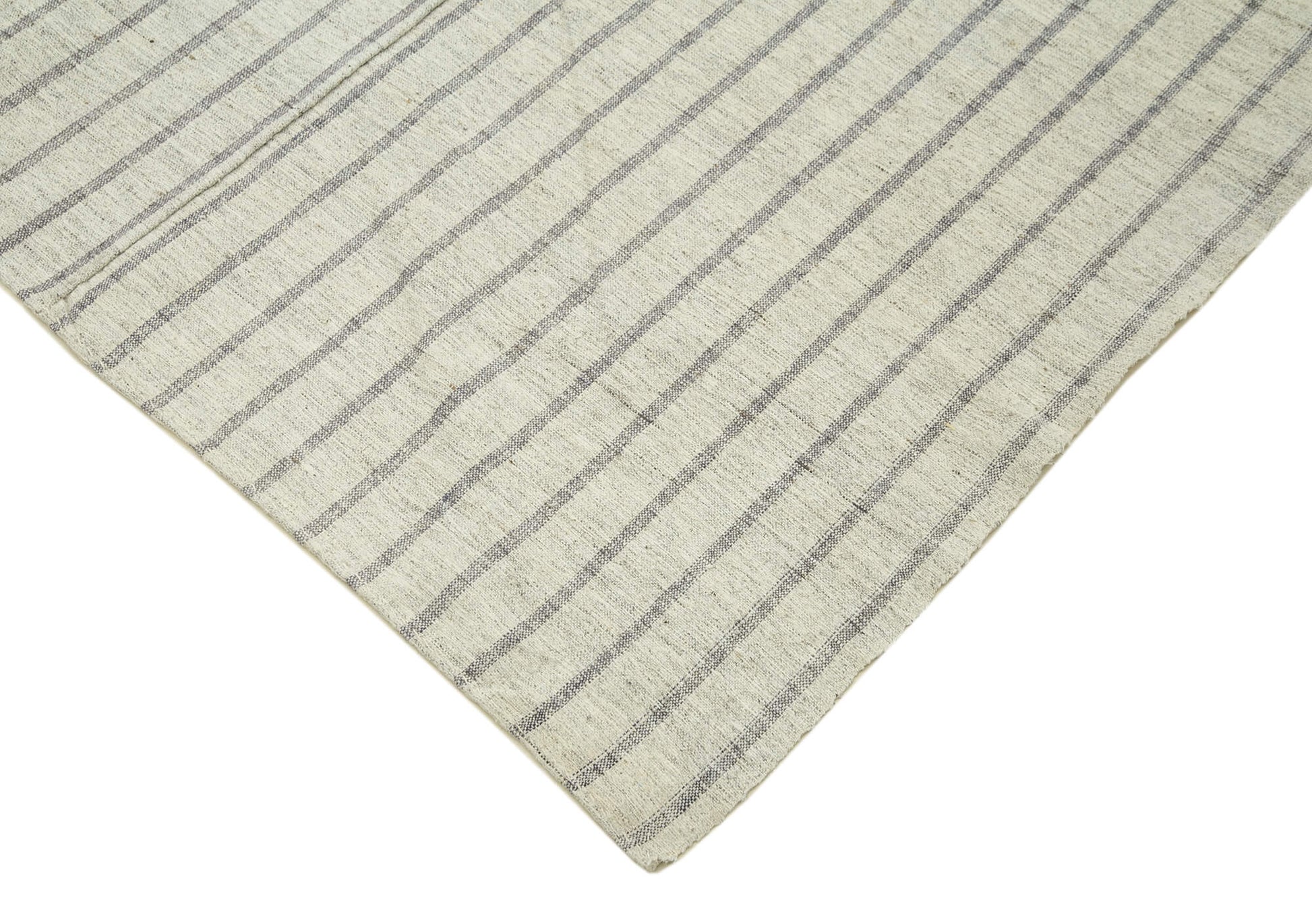 Striped Kilim Bej Çizgili Pamuk Yün El Dokuma Halısı 188x351 Agacan