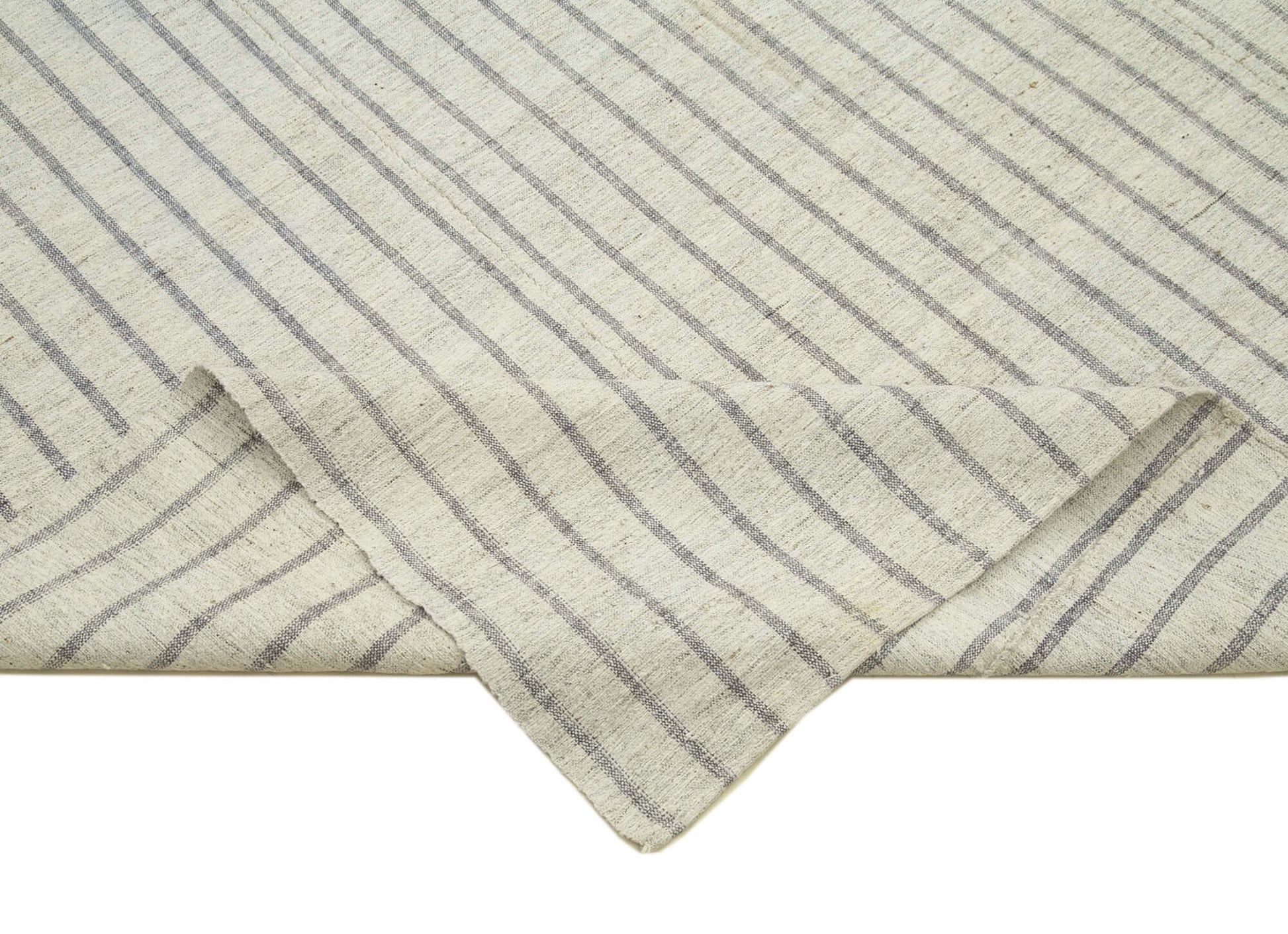 Striped Kilim Bej Çizgili Pamuk Yün El Dokuma Halısı 188x351 Agacan