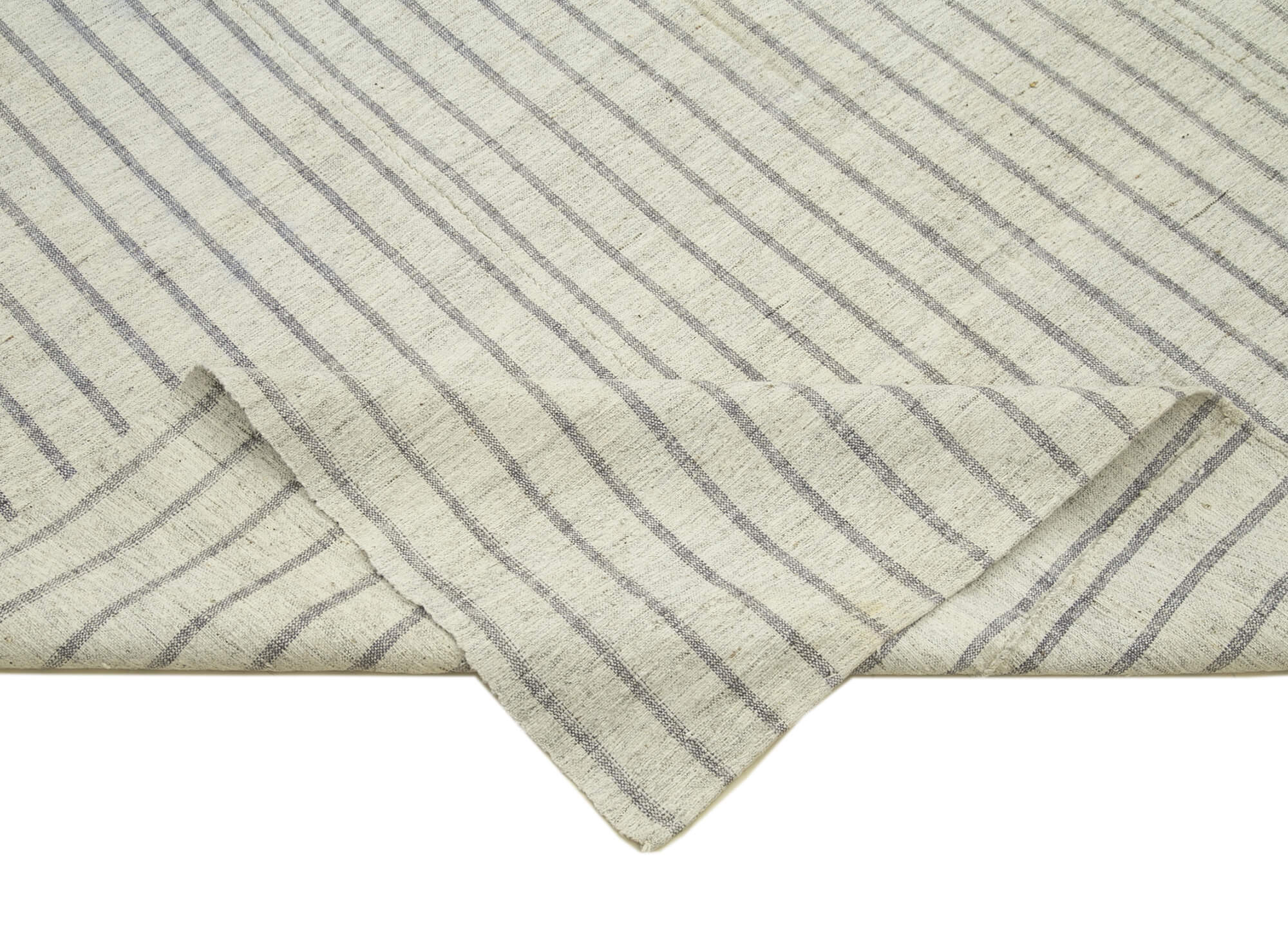 Striped Kilim Bej Çizgili Pamuk Yün El Dokuma Halısı 188x351 Agacan