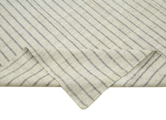 Striped Kilim Bej Çizgili Pamuk Yün El Dokuma Halısı 188x351 Agacan