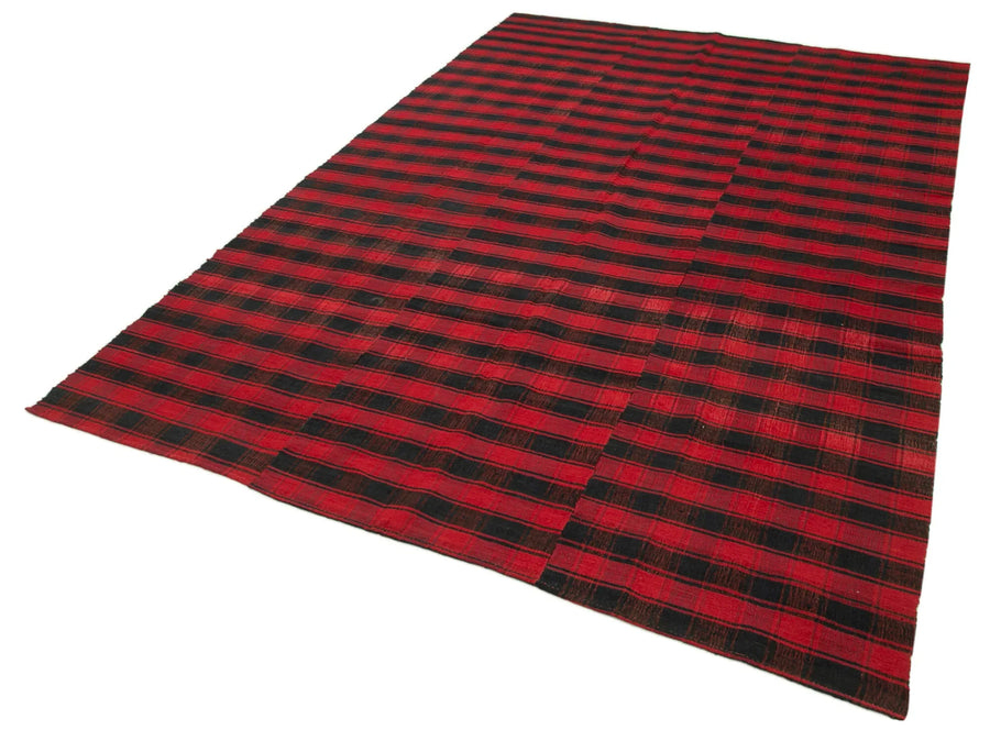 Striped Kilim Siyah Çizgili Pamuk Yün El Dokuma Halısı 187x284 Agacan