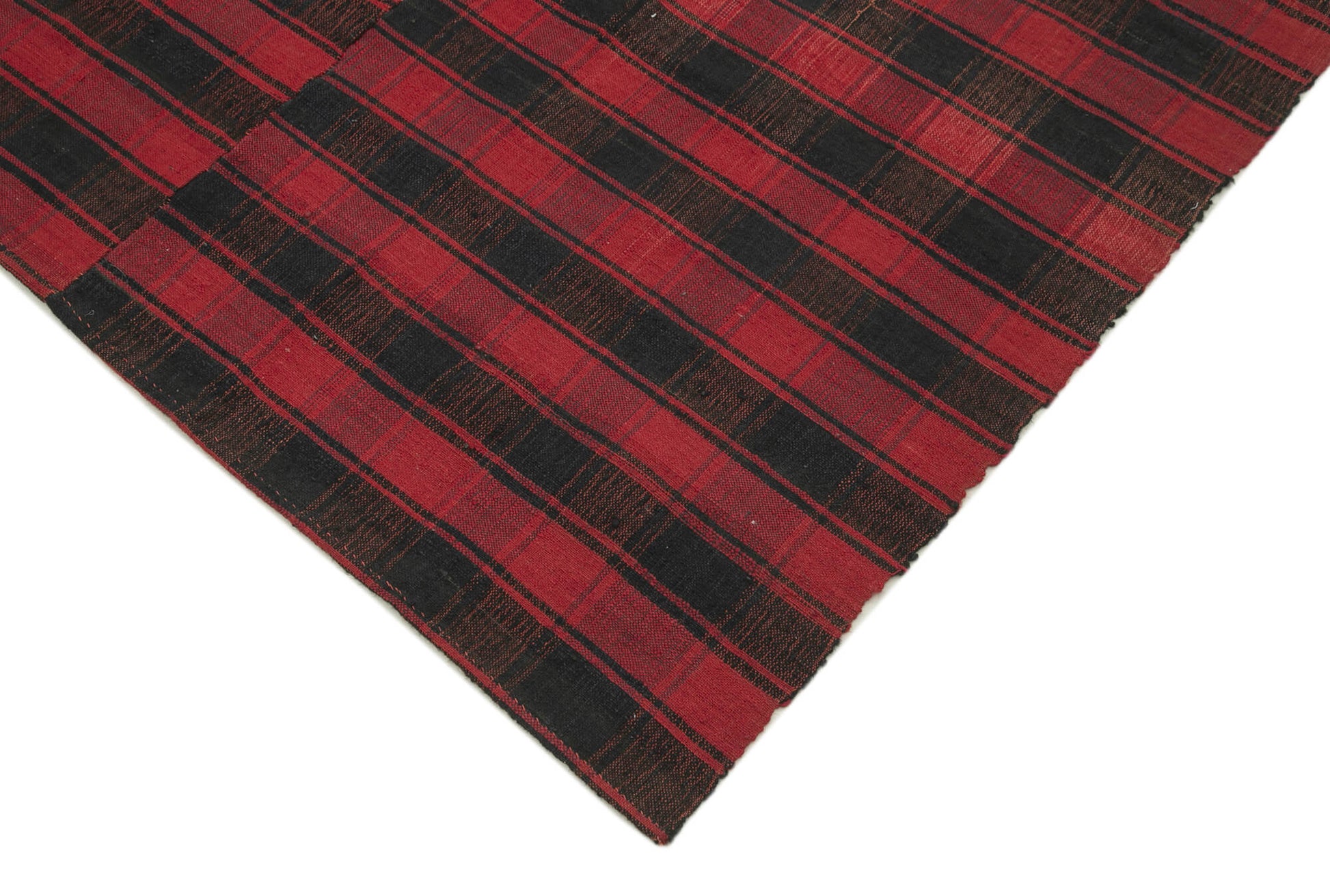 Striped Kilim Siyah Çizgili Pamuk Yün El Dokuma Halısı 187x284 Agacan