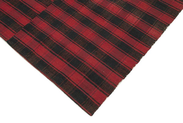 Striped Kilim Siyah Çizgili Pamuk Yün El Dokuma Halısı 187x284 Agacan