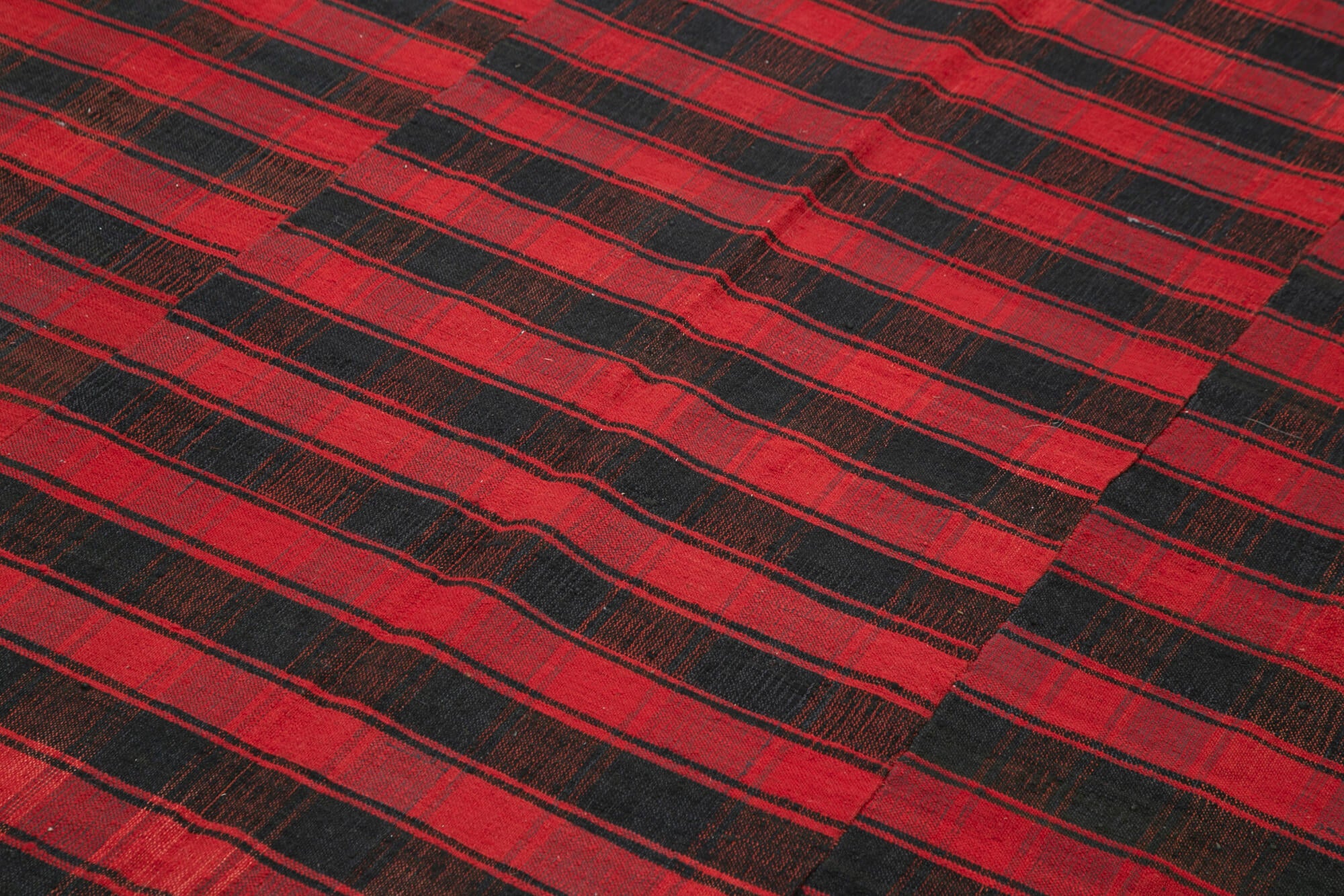 Striped Kilim Siyah Çizgili Pamuk Yün El Dokuma Halısı 187x284 Agacan